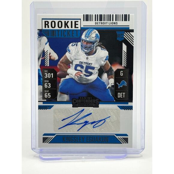 2024 Panini Contenders Kingsley Eguakun Rookie Ticket Auto Detroit Lions RC - Picture 1 of 2